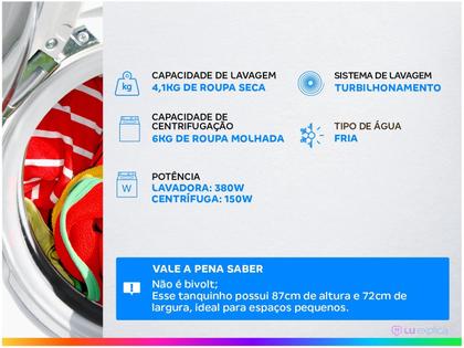 Imagem de Lava Roupas Twin Tub Praxis 10 kg  Lava 4 Kg e Centrifuga 6 Kg  Unica 2 em 1 do mercado.