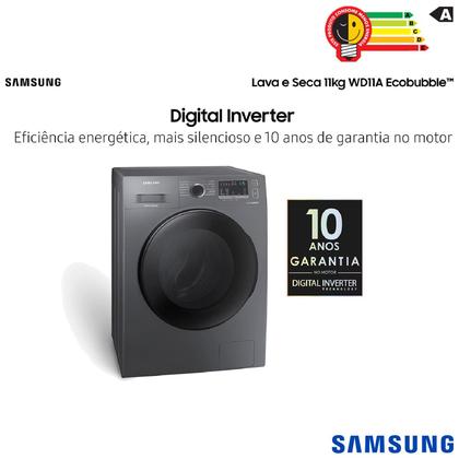 Lava & Seca 11 Kg Samsung Inox com 12 Programas de Lavagem - WD11A4453BX Imagem de Lava & Seca 11 Kg Samsung Inox com 12 Programas de Lavagem - WD11A4453BX