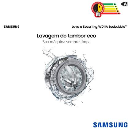 Lava & Seca 11 Kg Samsung Inox com 12 Programas de Lavagem - WD11A4453BX Imagem de Lava & Seca 11 Kg Samsung Inox com 12 Programas de Lavagem - WD11A4453BX