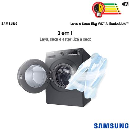 Lava & Seca 11 Kg Samsung Inox com 12 Programas de Lavagem - WD11A4453BX Imagem de Lava & Seca 11 Kg Samsung Inox com 12 Programas de Lavagem - WD11A4453BX