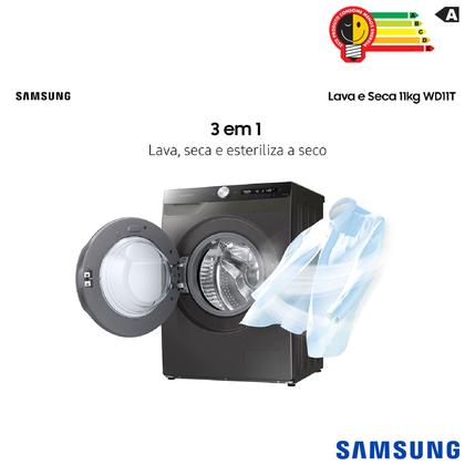Imagem de Lava & Seca 11 Kg Samsung SmartThings Inox Look com 12 Programas de Lavagem - WD11T504DBX