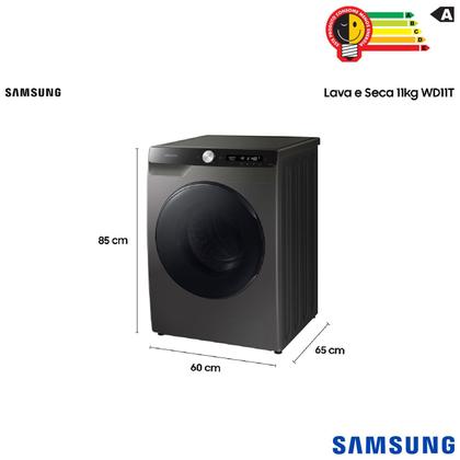 Imagem de Lava & Seca 11 Kg Samsung SmartThings Inox Look com 12 Programas de Lavagem - WD11T504DBX