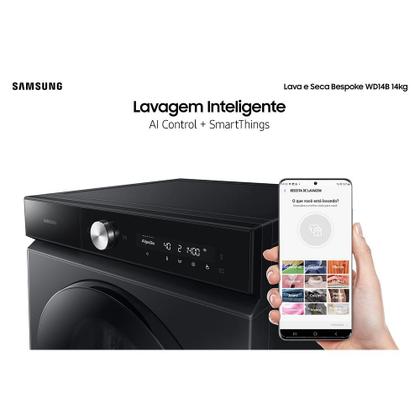 Imagem de Lava & Seca 14 Kg Samsung Bespoke, Ecobubble, Black Caviar, 26 Programas de Lavagem - WD14BB944DGB