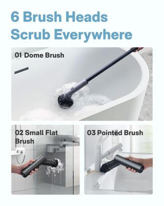 Imagem de Lavador giratório elétrico HOTO sem fio à prova d'água com 6 escovas