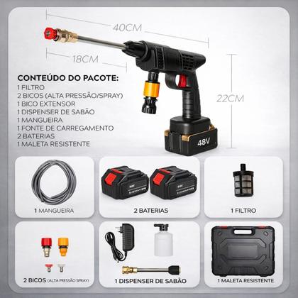 Imagem de Lavadora A Jato De Alta Pressão Portátil Recarregável 2 Baterias Com Maleta Mini Elétrica De Lavar Carro Profissional