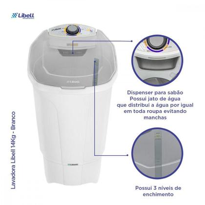 Imagem de Lavadora De Roupas 14kg 220V Branca Libell Branco