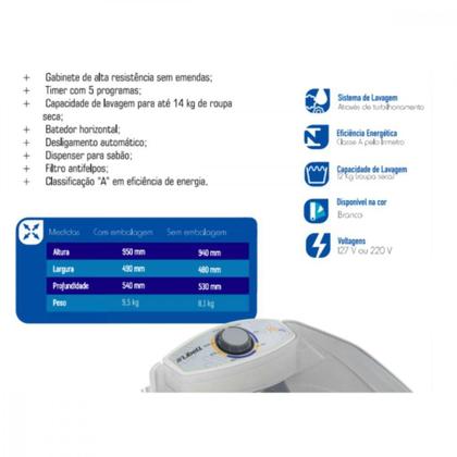 Imagem de Lavadora De Roupas 14kg 220V Branca Libell Branco