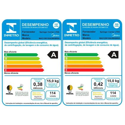 Imagem de Lavadora de Roupas 15kg Midea Branca Wave Agitator 220V Automática Alta Performance Econômica Baixo Consumo Múltiplos Programas Ideal para Grandes Vol