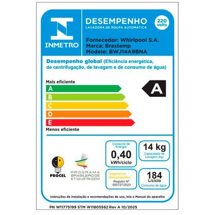 Imagem de Lavadora de Roupas Brastemp 14Kg Cinza Platinum com 12 Programas de Lavagem com Smart Sensor - BWJ14A9