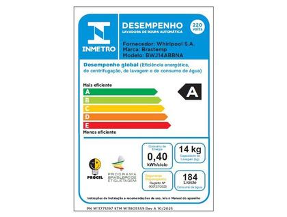 Imagem de Lavadora de Roupas Brastemp 14Kg Smart Sensor Branca BWJ14AB - 220 Volts