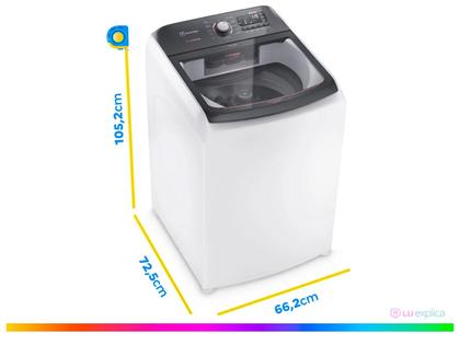 Imagem de Lavadora de Roupas Electrolux 15kg Cesto Inox 11 Programas de Lavagem Branco Premium Care Jet&Clean e Time Control LEC15