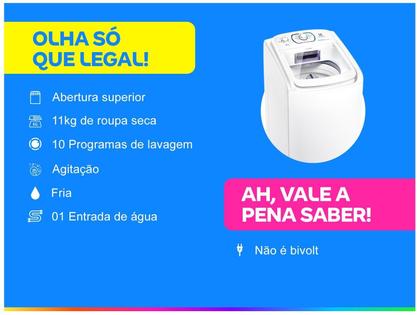 Imagem de Lavadora de Roupas Electrolux Essencial Care LES11 Top Load 11kg 10 Programas de Lavagem