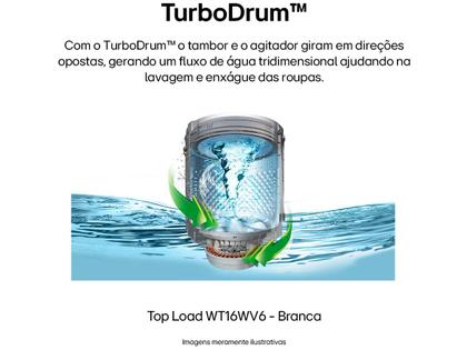 Imagem de Lavadora de Roupas LG Inverter 16kg Cesto Inox Água Fria Branca WT16WV6A