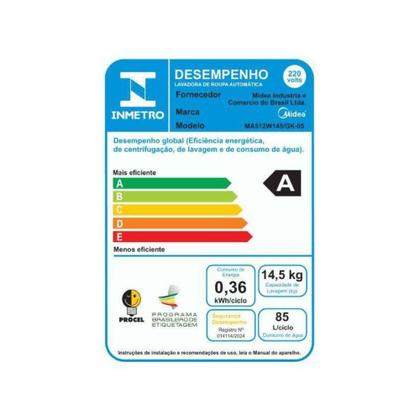 Imagem de Lavadora de Roupas Midea 14,5 kg Wave Impeller Titanium 220V MA512W145/GK-05