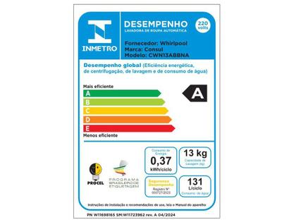 Imagem de Lavadora De Roupas Modo Eco Consul 13 KG 220V Branca CWN13AB