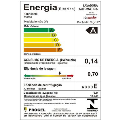 Imagem de Lavadora de Roupas Mueller Popmatic Automática 6kg