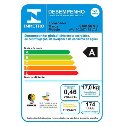 Imagem de Lavadora de Roupas Samsung 17kg WA17CG Smart Digital Inverter