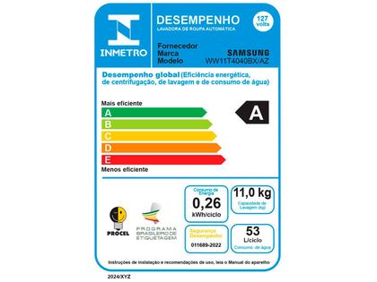 Imagem de Lavadora de Roupas Samsung Inverter 11kg Cesto Inox 12 Programas de Lavagem Preta WW11T4040BX/AZ