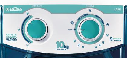 Imagem de Lavadora de Roupas Semiautomática 10kg, 15 Programas de Lavagem Latina LA555