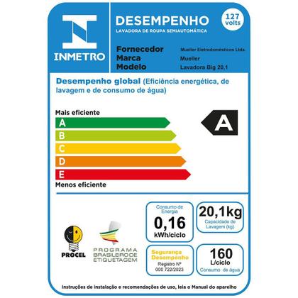 Imagem de Lavadora de Roupas Semiautomática 20,1Kg Mueller Big