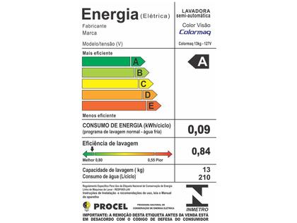 Lavadora de Roupas Semiautomática Colormaq 15kg LCM15 Preta