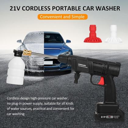 Imagem de Lavadora Jato De Alta Pressão carro moto faxina jardinagem Recarregável Portátil Sem Fio