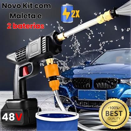 Imagem de Lavadora Lava Jato Portátil Alta Pressão Recarregavel Kit 2 Baterias 48V Com Maleta