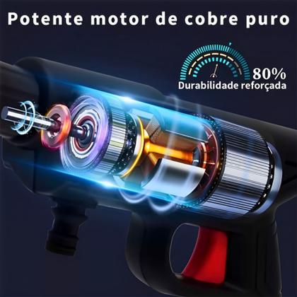 Imagem de Lavadora Lava Jato Portátil Alta Pressão Recarregavel Kit 2 Baterias 48V Com Maleta