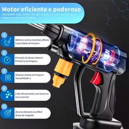 Imagem de Lavadora Lava Jato Portátil Alta Pressão Recarregavel Kit 2 Baterias 48V Com Maleta