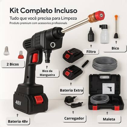 Imagem de Lavadora Potente Portátil 2 Baterias Preto 110/220v 48v
