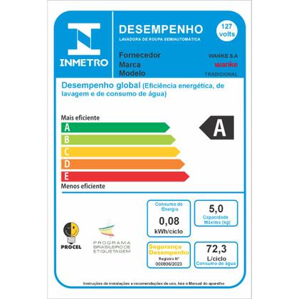 Imagem de Lavadora Semiautomática Tanquinho Wanke 5kg Evolution Tradicional 220V