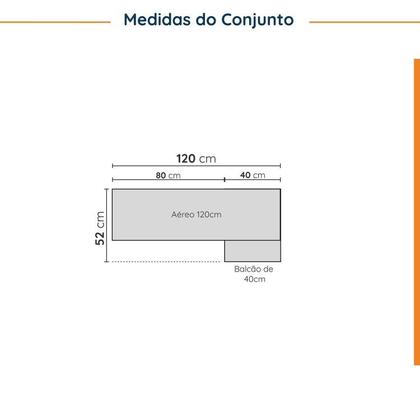 Imagem de Lavanderia Modulada 2 Peças 1 Armário Aéreo 3 Portas 1 Balcão Arizona CabeCasa MadeiraOriginals Azul/Branco