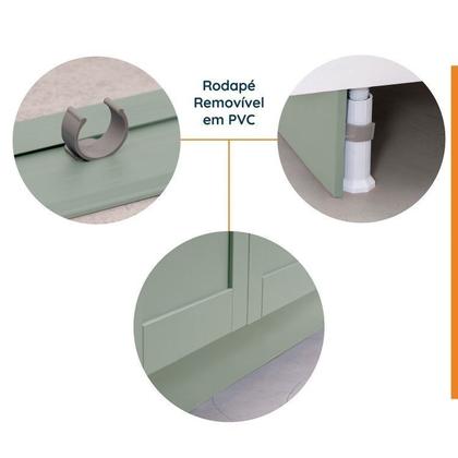 Imagem de Lavanderia Modulada 3 Peças 2 Armários Aéreos 3 Portas 1 Balcão Arizona CabeCasa MadeiraOriginals Verde/Menta/Branco