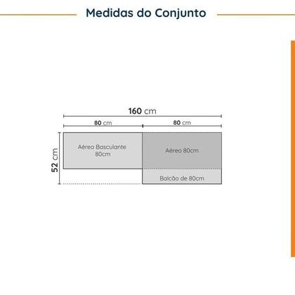 Imagem de Lavanderia Modulada 3 Peças 2 Armários Aéreos 3 Portas 1 Balcão Arizona CabeCasa MadeiraOriginals Verde/Menta/Branco