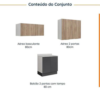 Imagem de Lavanderia Modulada 3 Peças 2 Armários Aéreos 4 Portas 1 Balcão Ipanema CabeCasa MadeiraOriginals