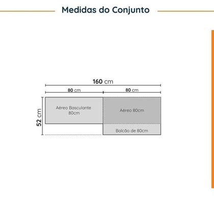 Imagem de Lavanderia Modulada 3 Peças 2 Armários Aéreos 4 Portas 1 Balcão Ipanema CabeCasa MadeiraOriginals