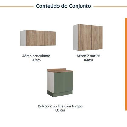Imagem de Lavanderia Modulada 3 Peças 2 Armários Aéreos 4 Portas 1 Balcão Ipanema CabeCasa MadeiraOriginals