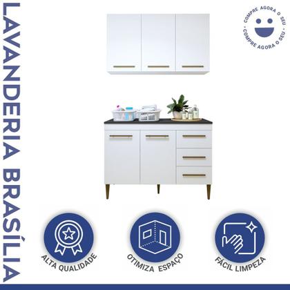 Imagem de Lavanderia Modulada Armário Aéreo e Balcão Brasilia - Kaiki Móveis