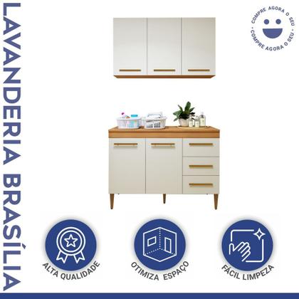 Imagem de Lavanderia Modulada Armário Aéreo e Balcão Brasilia - Kaiki Móveis