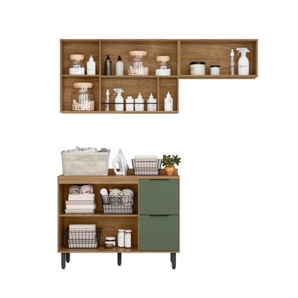 Imagem de Lavanderia Modulada com 2 Aéreos e 1 Balcão com Tampo 100% Mdf