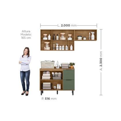 Imagem de Lavanderia Modulada com 2 Aéreos e 1 Balcão com Tampo 100% Mdf