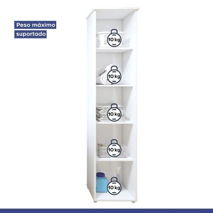 Imagem de Lavanderia Modulada Florianópolis 1 Porta e 4 Prateleiras Branca Kaiki Móveis