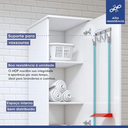 Imagem de Lavanderia Modulada Florianópolis 1 Porta e 4 Prateleiras Branca Kaiki Móveis