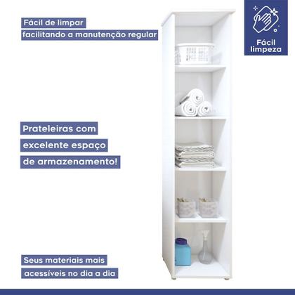 Imagem de Lavanderia Modulada Florianópolis 1 Porta e 4 Prateleiras Branca Kaiki Móveis