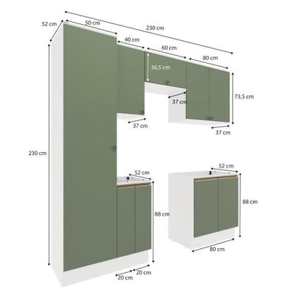 Imagem de Lavanderia Modulada Kappesberg Celeste 7 Peças Branco/verde