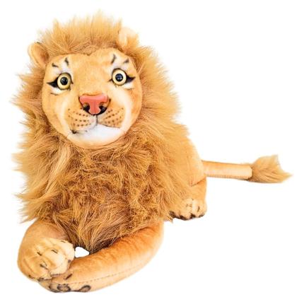 Leão de Pelúcia Realista Safari 50cm Deitado Leãozinho Lindo