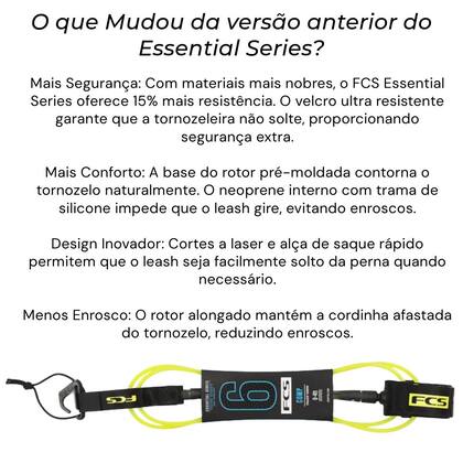 Imagem de Leash FCS 6' x 5.5 mm Essential Series Comp Cordinha Strep Cor:Gelo/Cinza