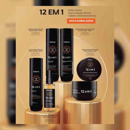 Imagem de Leave-in Reconstrutor 12 em 1 Fattore 300ml Proteção Térmica, Cabelos Mais lisos e Brilhosos