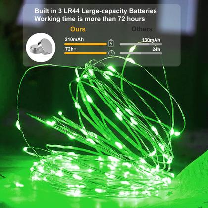 Imagem de LED Fairy Lights AIKEI, pacote com 12, 2,1 m, impermeável, verde