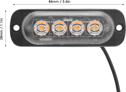 Imagem de Led Luz Grade Retangular Para Camionete 4 Leds Ambar